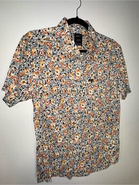 RVCA Men’s S Regular Fit Floral Short Sleeve Button Up Shirt